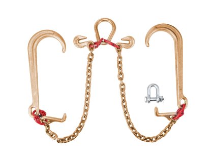 V-bridlový ťažný reťaz 5/16 in × 2 ft, trieda 80, 9260 lbs, s hákmi