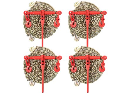 Reťazová napínacia sada 4 ráčne napínače, 4×6,4 m 8 mm, 2,45 t, 2 háky