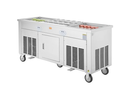 Stroj na rolovanú zmrzlinu 2 ks 17.7"×17.7" nerez, kompresor, 4 škrabky