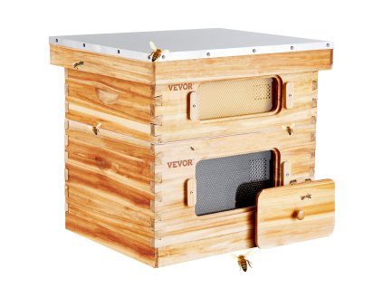 Úľ 20 rámikov, smrek voskovaný, 1 hlboký+1 stredný, akrylové okienka