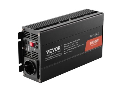Menič napätia 1000W 12V→230V, 2×AC, 2×USB, 1×USB‑C diaľkové ovládanie