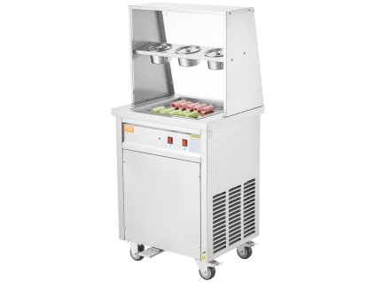 Stroj na rolovanú zmrzlinu 13.8"×13.8" nerez, kompresor, 2 stierky