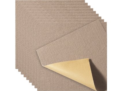 Samolepiace kobercové dlaždice 18”×18”, 10 ks, mäkké, vnútorné, hnedé