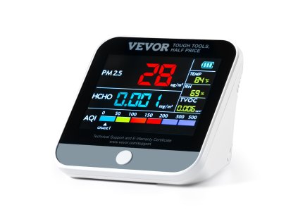 Mini monitor vzduchu 8-v-1: PM2.5/PM10/PM1.0, formaldehyd, vlhkosť