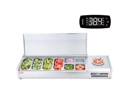 Chladiaci prípravný stôl na prílohy 155 W, 4×1/3+4×1/6, 304 nerez