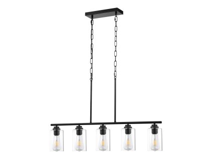 Závesné svietidlo 5-ramenné do kuchyne, 60W, E27, sklenené tienidlo