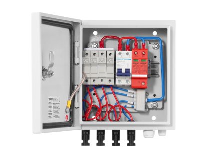 Solárna rozvodná skrinka 4 vetvy, poistka 15A, istič 63A, IP65