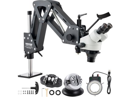 Mikroskop 7X-45X, pružinový držiak, usb kruhové led, 360° zverák