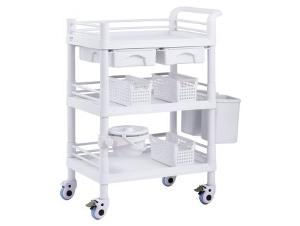 Laboratórny vozík, 3 police, 3 koše, 4 tiché kolieska, mobilný
