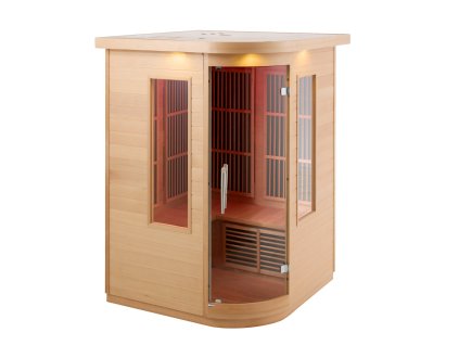 Infračervená drevená sauna pre 2 osoby, 1850W, kalené dvere, Bluetooth