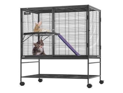 Klietka 39" kovová na kolieskach 2-poschodová s táckou a rampami