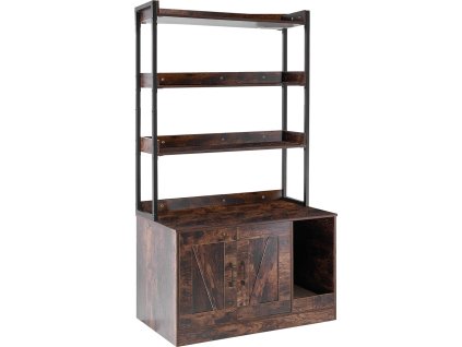 Skrinka na mačací záchod, 3 police, 33.5"L×19.3"W×58.7"H, tmavohnedá