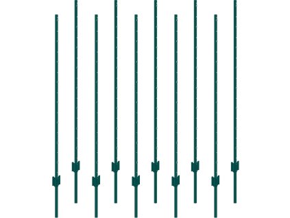 Stĺpiky do plotu u-channel 5 feet, 10 ks, oceľové, zelené na drôty
