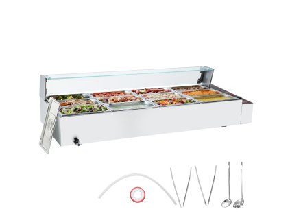 Elektrický zohrievač jedla 12×5QT 1700W nerez s krytom 86–185°F