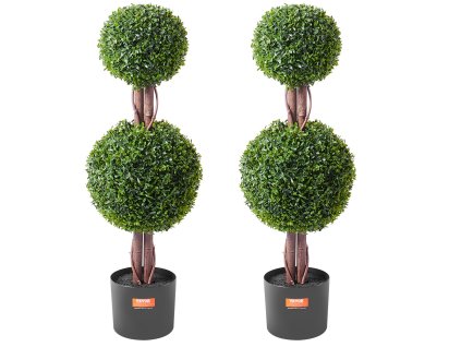 Umelý tvarovaný stromček 36 inch, 2 ks, dvojitá guľa s kvetináčom uv