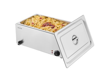 Stolný bain-marie na ohrev jedla 1200W, nerezový, 30–85°C, pre gn