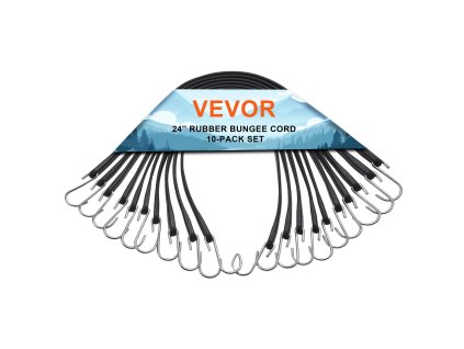 Sada 10 bungee pásov 20 mm 24" s oceľovými hákmi čierne na náklad