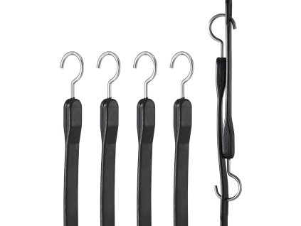 Sada 4 plochých bungee popruhov 20 mm, 40" s oceľovými s-háčikmi