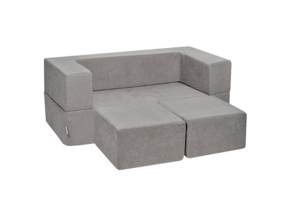 Detská modulárna sedačka 4 ks rozkladacia s odnímateľným poťahom sivá