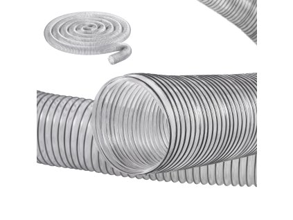 Odsávacia hadica 4"×50' pvc zosilnená oceľovým vinutím a 4×304 sponami