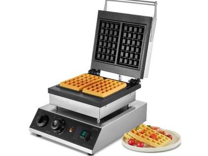 Vaflovač dvojitý obdĺžnikový 2000W nepriľnavý z nehrdzavejúcej ocele