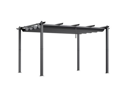 Pergola s vysúvacou markízou 10'×13' hliníková sivá, na terasu