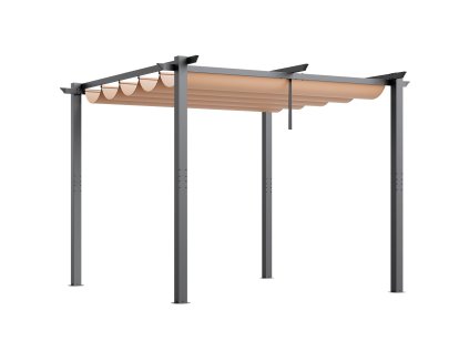 Pergola s vysúvacím baldachýnom 10'×10', hliník, béžová pre terasu