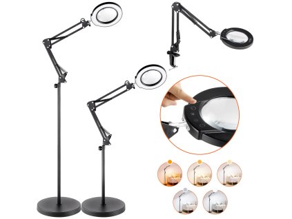 Stojacia lupa s led 5×, nastaviteľná výška, ohybný krk, 5 farieb