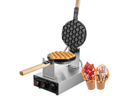 Stroj na bubble vafle 1400W, nepriľnavý nerez, 180° otočný, regulácia