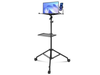 Stojan projektora, nast. 31.3–67.3", 2 police, kolieska, držiak telef.