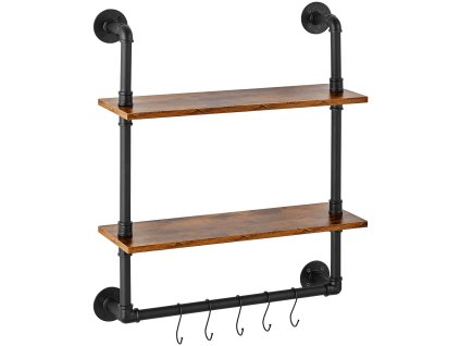 Nástenný dvojposchodový policový regál z potrubia 24×7.87in čierny