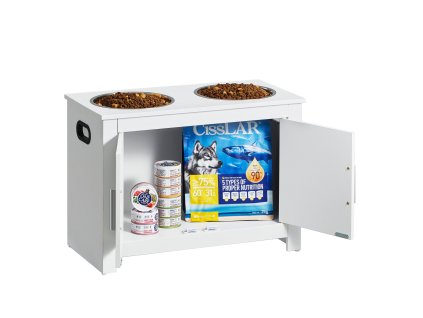 Kŕmna stanica pre psov s 2 nerezovými miskami a úložným priestorom
