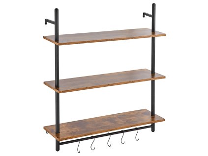 Nástenná polica z rúrok, 3 police, drevené dosky, 32×9.84in, čierna