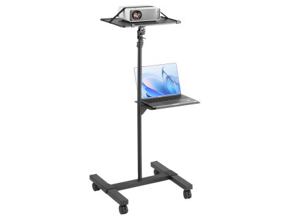 Stojan na projektor, s kolieskami, nastaviteľný 22.8–57.3 in, 2 police