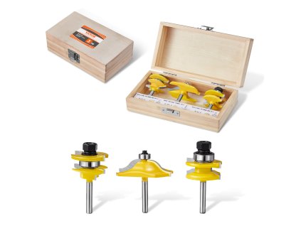 Sada fréz do dreva 3 ks, karbidové, stopka 6.35 mm(1/4 inch), kufrík