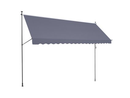 Výsuvná markíza 178×47" s ručnou kľukou, výška 86–122 in, tmavosivá