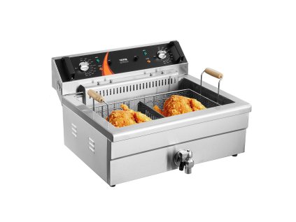 Elektrická hlboká fritéza 3000 W, 29 l, nerez, s košom a termostatom