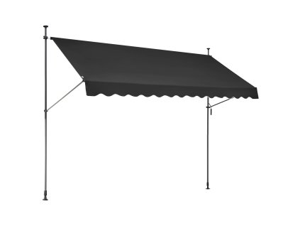 Výsuvná markíza na terasu 138×47" s kľukou, výška 86–122 in, čierna