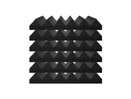 Akustické penové panely 48 ks 12×12×2 inches lepiace pyramídové čierne