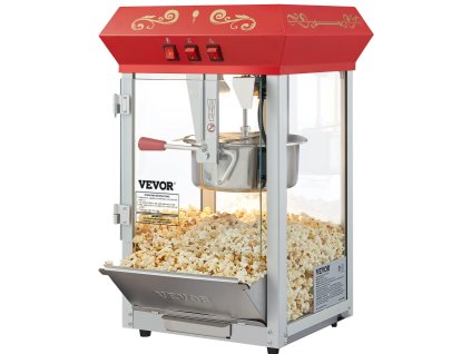Stroj na popcorn 850 W, kotlík 8 oz, 48 šálok, tvrdené sklo, 4 lyžice