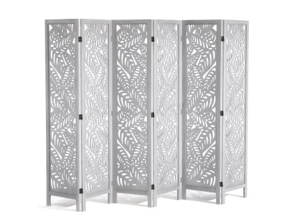 Drevený paraván 6-panelový skladací, vyrezávaný, 66.9 inches vysoký