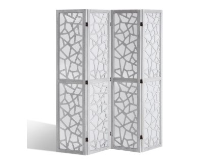 Drevený paraván 4 panely, výška 66.9 inches, rezbovaný, prenosný
