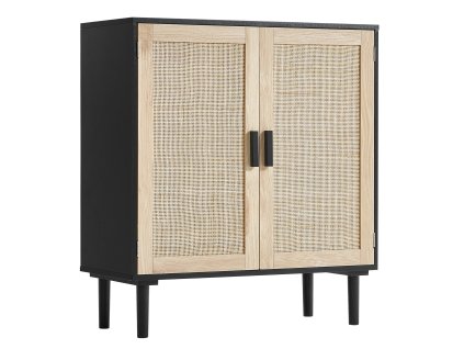 Ratanová skrinka 2 magnetické dvere, nastaviteľné poličky, čierna