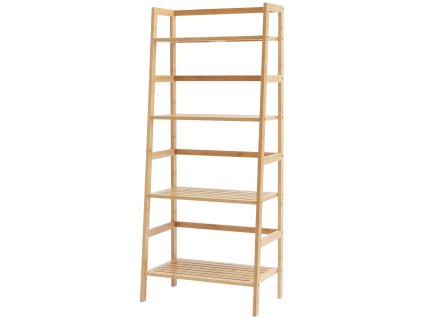 Stojací rebríkový regál z bambusu 4-poličový, lichobežníkový
