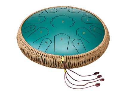 Jazýčkový bubon 14 in, 15 tónov, d dur, 2 paličky, obal, zelený