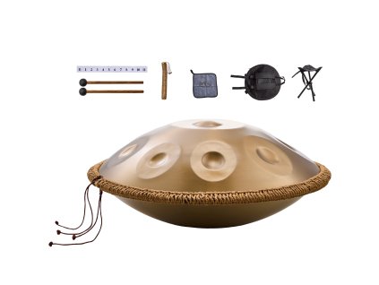 Handpan bubon 55.9cm 9 tónov d-moll oceľový s paličkami pre dospelých