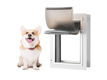 Dvierka pre domáce zvieratá 9.29"×13.19" kovový rám, zámok, 3 klapky