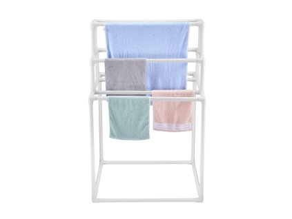 Stojací vešiak na uteráky 8 tyčí pvc, vonkajší a vnútorný, biely