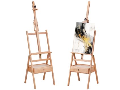 H-rámový maliarsky stojan nastaviteľný pre plátna do 91.4 cm bukový
