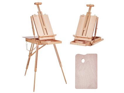 Maliarsky bukový skladací stojan, nastaviteľný, so šuflíkom, do 34"